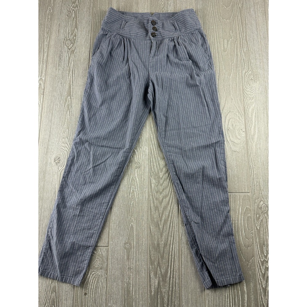 SUNDANCE Linen blend Womens Blue Striped Slacks Straight Leg Size 4